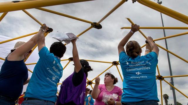 Volunteers build a play structure at West Sacramento’s Bryte Park in 2015. Volunteers build a play structure at West Sacramento’s Bryte Park in 2015.